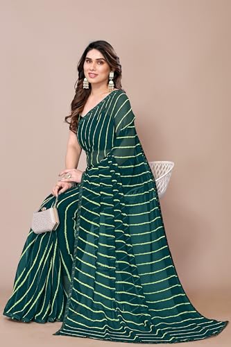 Image of MIRCHI FASHION Women Saree Georgette Traditional Bandhani | Ethnic Printed Sari for Social Gatherings with Unstitched Blouse Piece
