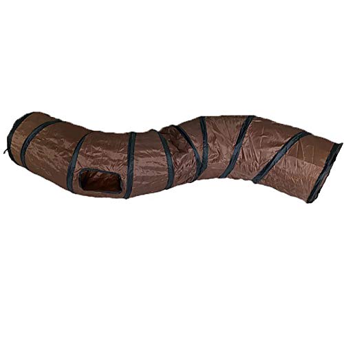 Image of iCAGY Cat Tunnel for Indoor Cats Interactive, Rabbit Tunnel Toys, Pet Toys Play Tunnels for Cats Kittens Rabbits Puppies Crinkle Pop Up Brown 47 inch Shape S