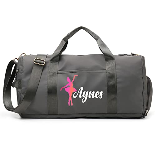 Personalized Ballet Duffle Bag for Women, Girls - Custom Duffel Bag - Different Color & Design Options - Gray2