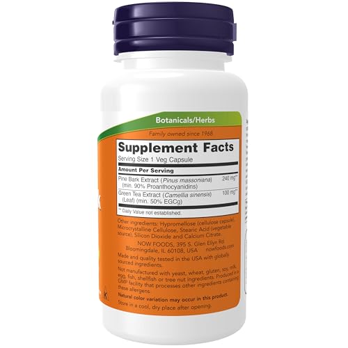 NOW Foods - Extrato de casca de pinheiro 240 mg. - 90 cápsulas vegetais
