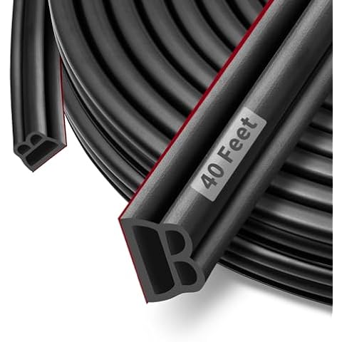 Fingwerk 40 Feet Rubber Weather Stripping Door Seal Large Gap, Self-Adhesive Extra Thick Universal Car Exterior Door Weather Stripping Door Seal Strip for Door Fram, Easy Installation(Black) Cover