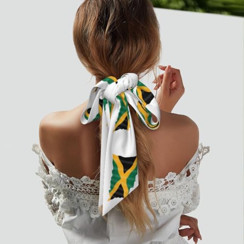 Flag of Jamaica Women'S Luxury Satin Silk Scarf for Hair Neck Purse - Soft Lightweight Sun Protection Bandana Accessory with Glossy Finish for Summer Handbag Decoration3