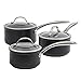 ProCook Professional Ceramic - Set Casseroles Tous Feux Dont Induction - 3 Pièces - Revêtement Antiadhésif Céramique & Titane Sans PFOA - Avec Couvercles - Manches & Poignée Isolants