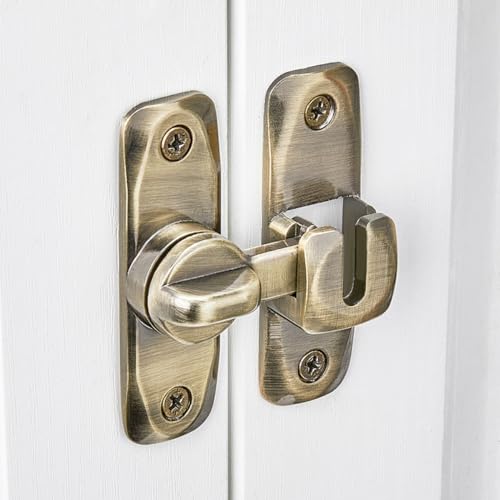 Image of INIRET Barn Door Latches,Bronze 90 /180 Degree Gate Lock,Zinc Alloy Right Angle Door Lock Latch,Flip Gate Latches Hardware,Door Security Sliding Door Latch Lock fo Cabinets,Bathroom,Barn Door