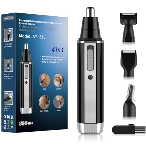 Cleanfly Nasenhaarschneider und Nasenhaartrimmer Herren Nasenhaartrimmer USB 4 in 1 Set Schmerzloser...