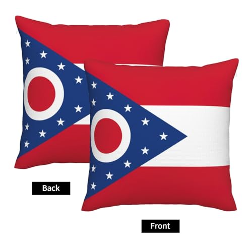 Fundas para cojines decorativos de sofá juego de 2 con estampado de bandera de Ohio 4