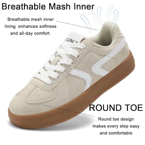 Women's Retro Fashion Sneakers - Gum Sole Suede Casual Walking Footwear Skate Shoes Non Slip Trainers4