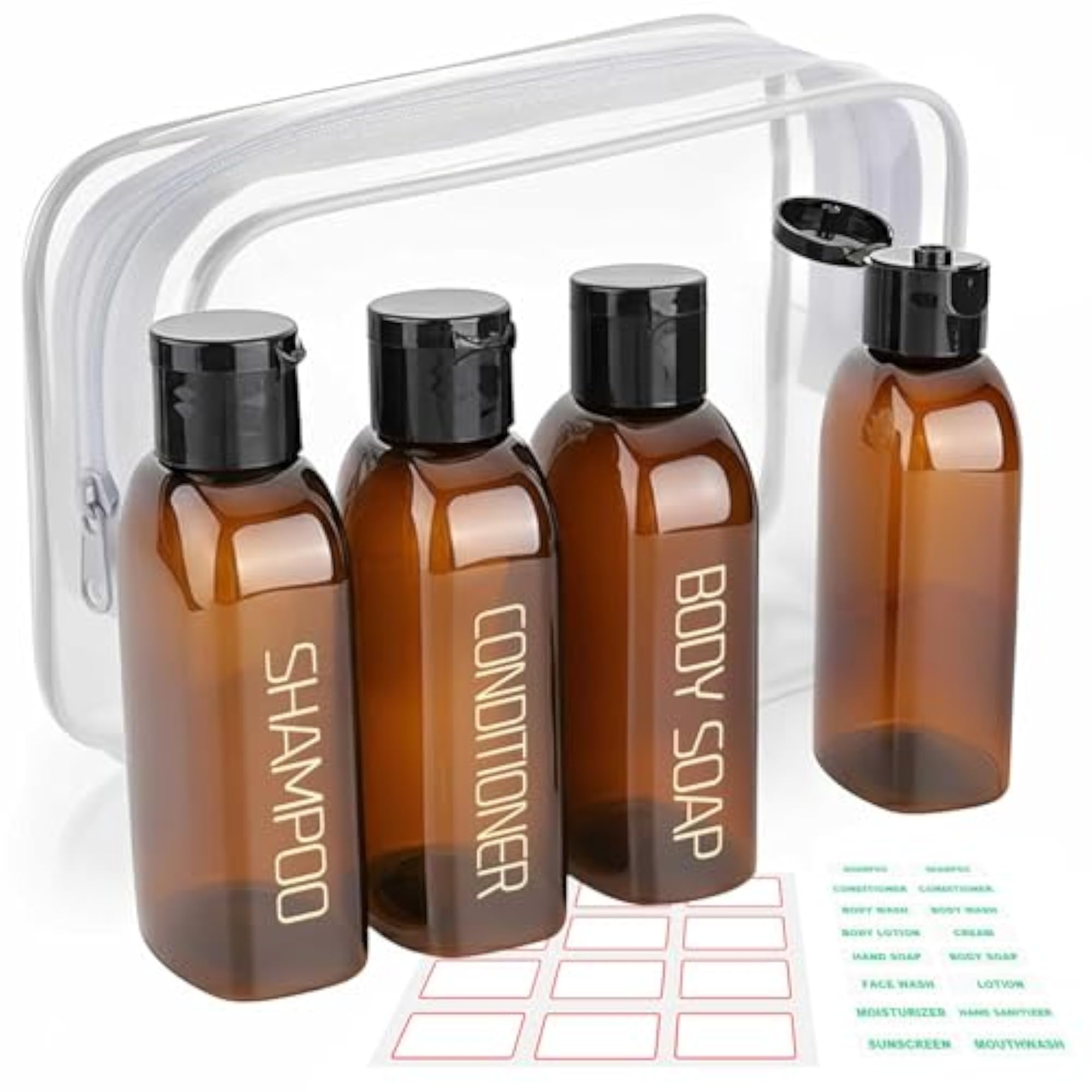 4Pack 100ml Travel Bottles for Toiletries, Leak Proof
