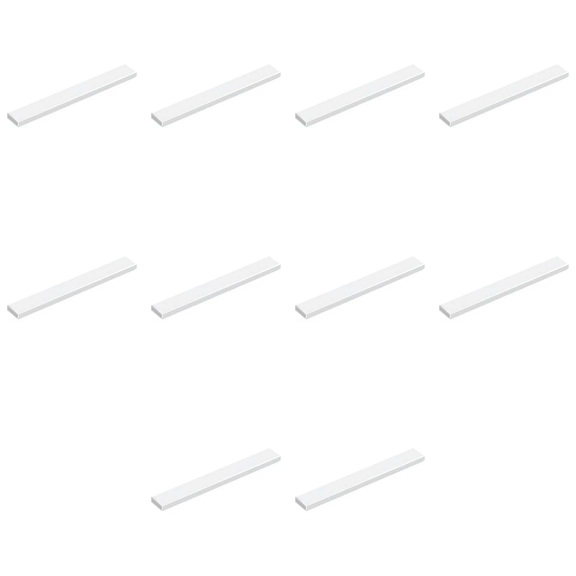 LEGO Tile 1 x 8, Part 4162 (White, 10, Bricks)