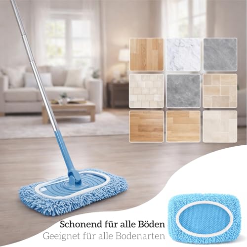 10 Stück Chenille Bodentücher für Swiffer Bodenwischer - 11,5x26cm Waschbare Mikrofaser Ersatzbezüge Nass & Trocken Reinigung, Ideal für Tierhaare, Laminat & Parkett, inkl. mit Wäschebeutel