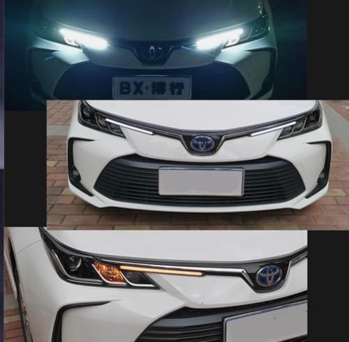 Image of AUTO MT 2PC SET LE.D Daytime Running Light 12V Universal LE.D Indicator Sequential Two-Tone Amber White - Yellow Car LE.D Strip Headlight DRL Daytime Running Light Waterproof DRL (15.5 cm)