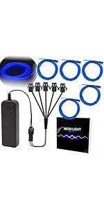 EL Wire, 5M Portable Batterie Pack Neon Lights Strip 360