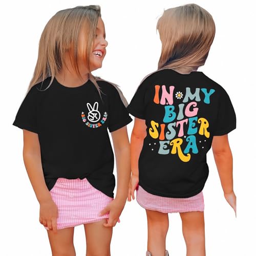 BOUTIKOME Big Sister Shirts Toddler Baby Girl in My Big Sister Era Tshirt Summer Tee Announcement Outfit Short Sleeve Top