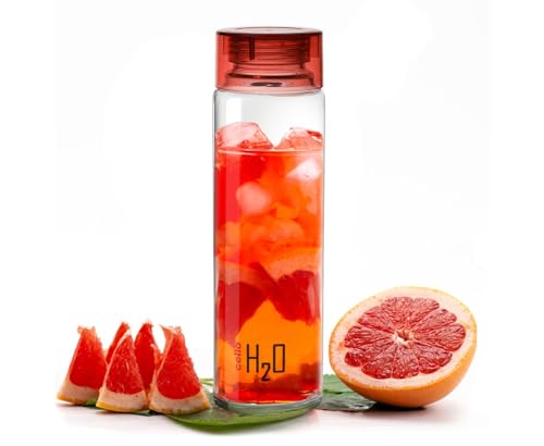 CELLO H2O Glass Water Bottle for Office & Daily Use 920 ml, Red | Durable & Stylish, Freezable & Fridge Safe, Leakproof Wide Mouth Leadfree Toughened 
