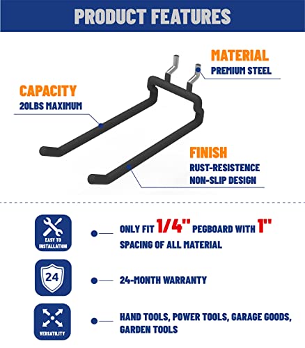 Poetiske Peg Board Tool Utility Hooks Pegboard Accessories Assorories 10Pc Black Shelf Drill Cord Holder Fits For 1/4" Peg Board Hanging Power Tool Hammer Utility Garage Storage #TOP1