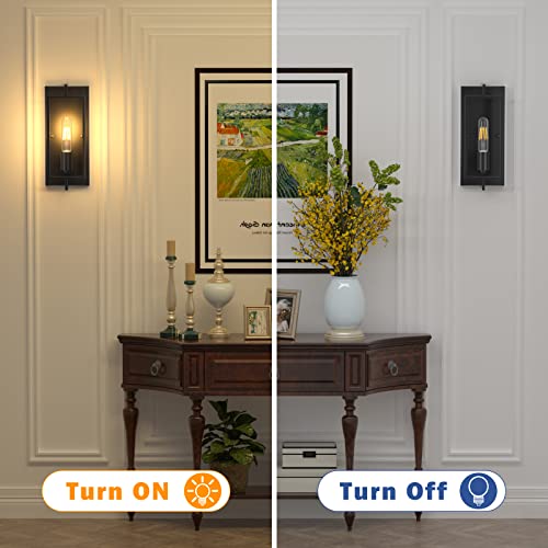 Image of FadimiKoo Farmhouse Black Wall Sconces, Vintage Wall Sconces Lighting Set of 2, Indoor Rustic Hardwired Wall Decor for Living Room Bedroom Hallway (Pack of 2)