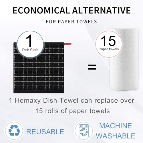 Image of Homaxy 100% Cotton Terry Kitchen Dish Cloths, 12 Pack, Multiple Color