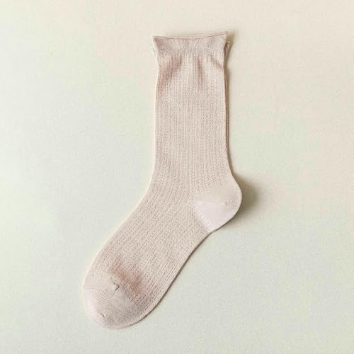 5 pairs - mesh tube pure cotton summer breathable curled stockings2