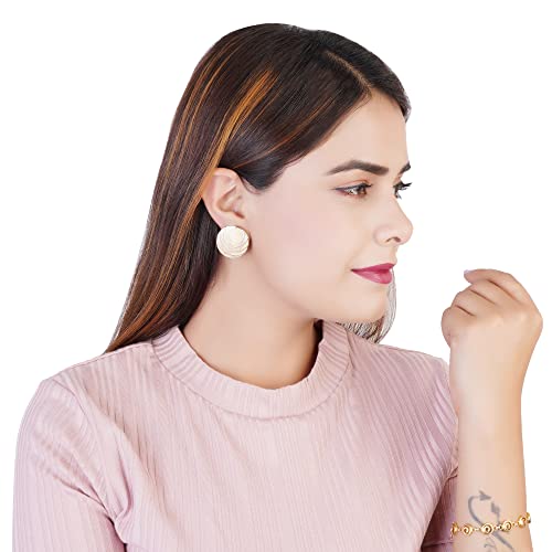 Beige Round Stud Earrings for Women