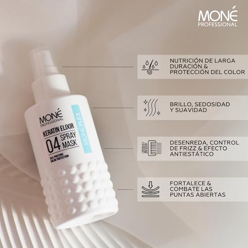 MONÉ PROFESSIONAL - Protector Térmico Pelo, Desenredante Pelo Mujer, Spray Acondicionador Sin Aclarado 10 en 1, Queratina Cabello - Protege, Nutre y Fortalece el Pelo - 150 ml - imagen 6