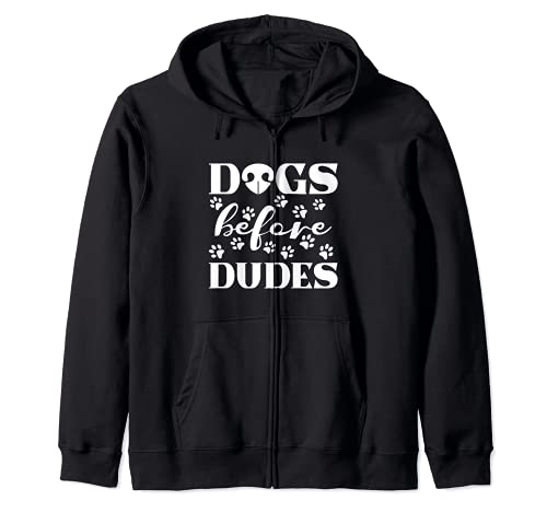 Dogs Before Dudes Dog lovers Zip Hoodie, Black