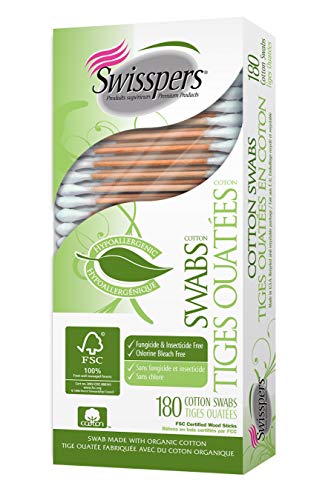 Swisspers Cotton Organic Swabs 180 Count Wooden (3 Pack)
