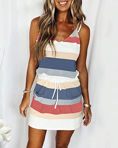 Women Summer Dress,Sleeveless V Neck Spaghetti Strap Dre