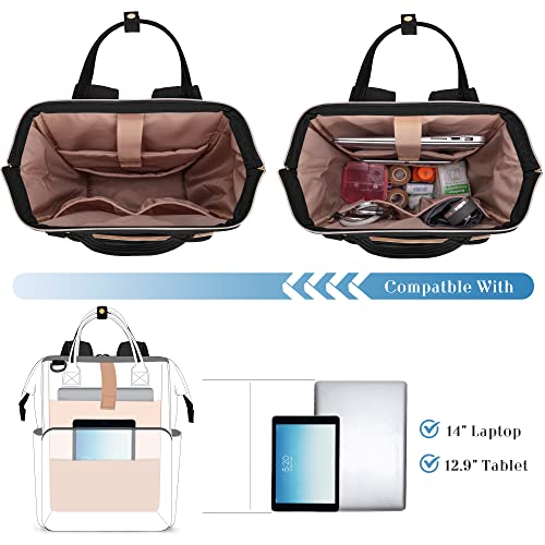 Image of Fasrom Nurse Backpack for Work Women, Nursing Tote Bag with Laptop Compartment for Nursing Work and Home Health Care, Black (Empty Bag Only)