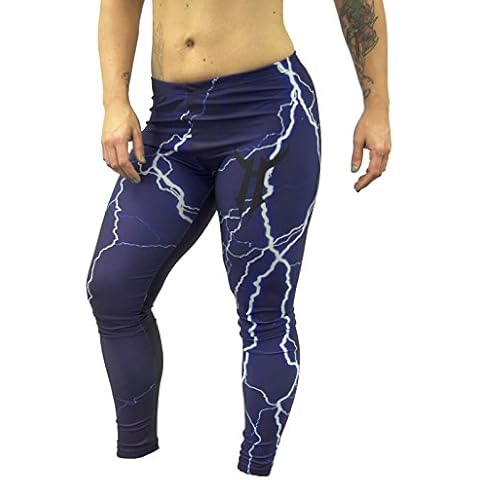 War Hammer Women's “Lightning” Compression Leggings (Large, Blue Lightning) Cover
