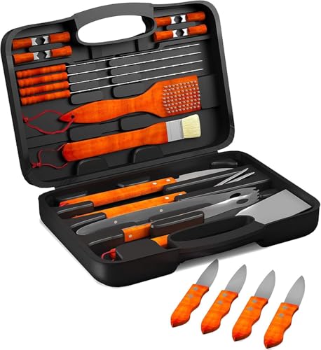 Set de 22 piezas para parrilla con mangos de madera y acero inoxidable miniatura 1