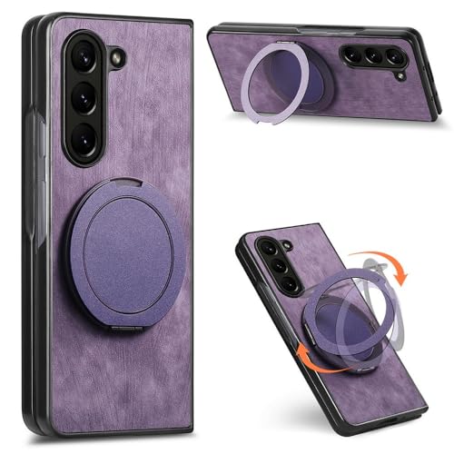 Coque Samsung Galaxy Z Fold 4 antichoc étui rigide cuir silicone violet anneau