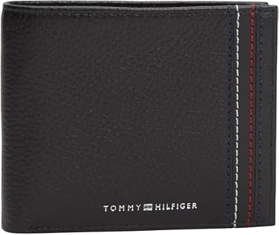Tommy Hilfiger Uomo Borsello Central Coin in Pelle, Nero (Black), Taglia Unica