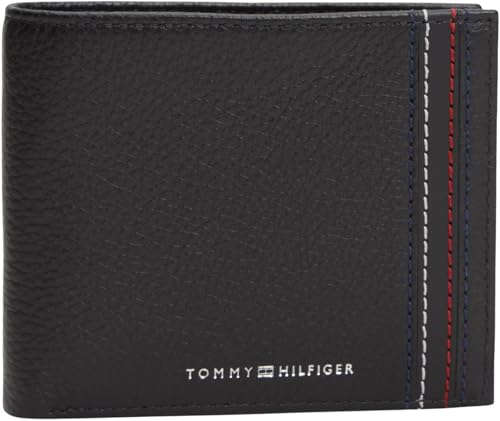Image of Tommy Hilfiger Men's Th Central Cc & Coin AM0AM14233 Bifold Wallet, Black (Black), One Size