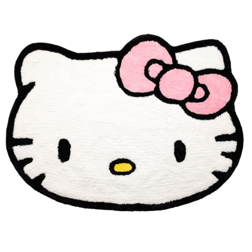 Jay Franco Hello Kitty Plush White Fluffy Accent Rug - 4 x 3 ft Area Rug for Bedroom or Living Room Decor