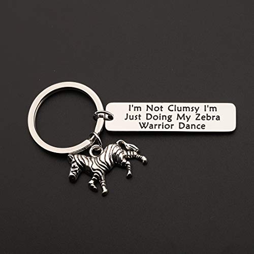 CENWA Zebra Warrior Gift Ehlers Danlos Syndrome EDS Awareness Ribbon Jewelry EDS Warrior Fibro Awareness I’m Doing My Zebra Warrior Dance Keychain (Zebra Warrior Keychain)4