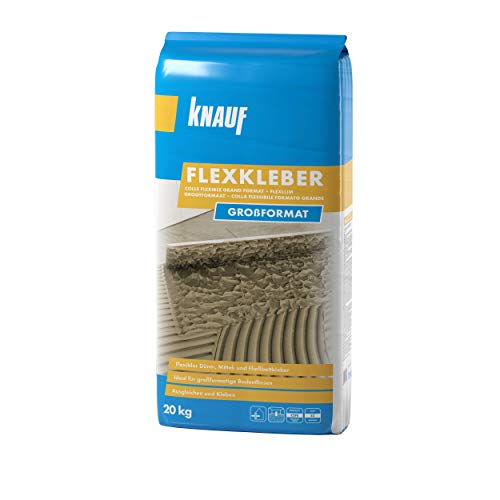 Knauf Flexkleber Großformat, Klebe-Mörtel, Fliesenkleber – Fliesen- und Naturstein-Kleber für Boden, innen und außen, 20-kg