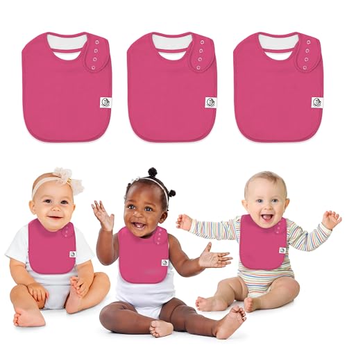Image of 3 Pack Drooling Bibs for Babies | Premium & Soft Organic Cotton Teething Bibs with Snaps and Fleece Backing