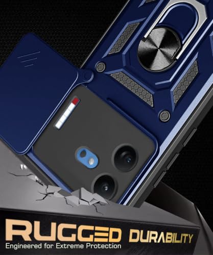 Image of WOW IMAGINE Tough Armor Bumper Mobile Back Case for Nothing Phone 4b 5G | Sliding Camera Cover | Shock Proof 360 Protection | Hybrid PC + TPU | Ring Holder with Kickstand - Blue