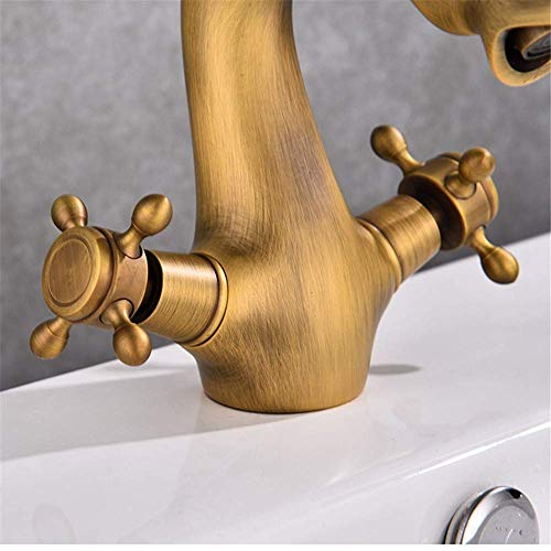 Faucets,Antique Full Copper Basin Faucet Bathroom Faucet Basin Dish Basin Kitchen Faucet Hot Water Mixer Double Handle Double Household #TOP1