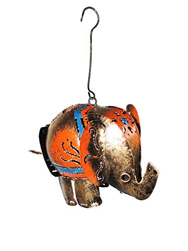 Teelichthalter Elefant Gold bunter Deko-Elefant aus Metall zum Hängen oder...
