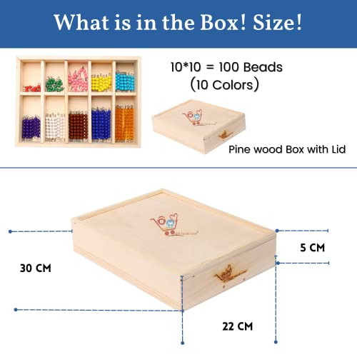 Image of GIFT EQUALS LOVE GELTOY Handmade Wooden Montessori Counting Beads Checker Board Math Games Toy Teaching Numbers Educational Decanomial Learning Homeschooling Toys Set (Educational)