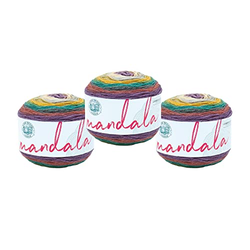 Image of Lion Brand Yarn, Mandala DK Lightweight Yarn for Knitting, Crochet, and Crafts, Warlock, 3 Pack, Self-Striping Acrylic Fiber for Baby Blankets, Multicolor Shawls and Variegated Cardigans