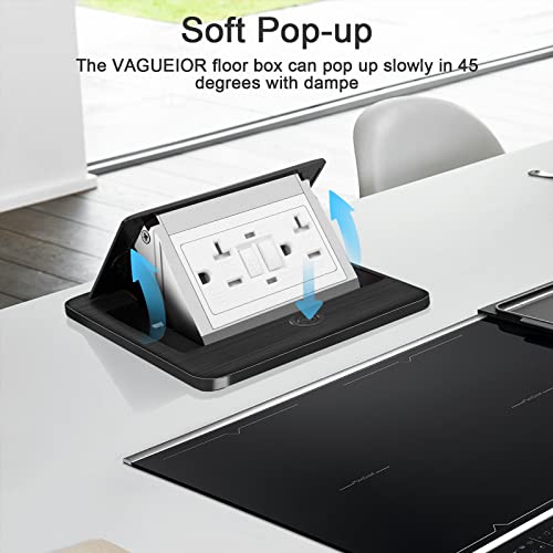 Vagueior Pop-Up Floor Box Kit, 20A Tamper-Weather Resistant Receptacle Gfci Outlet, Corrosive Resistant Hardware, Black Etl Certification #TOP5