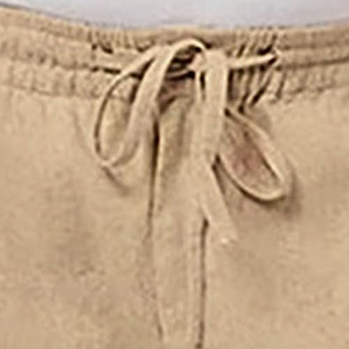Pantalon de plage pour homme en lin à cordon de serrage