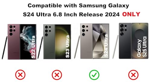 Image of Midkart Leather Case Compatible with Samsung Galaxy S24 Ultra and Compatible with Magsafe Charging Electroplated Hard PC Lightweight Cover, Beige