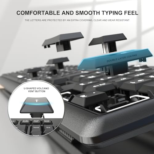 Image of Wired Computer Keyboard, Full Size USB Quiet Keyboard with Number Pad,Slim Compact Soft Basic Laptop Keyboard for Windows PC Office Desktop (Black) | Slim Compact Basic Keyboard, USB Plug-and-Play, Budget Quiet Corded Keyboard, for Laptop Windows PC Office Desktop (Black)