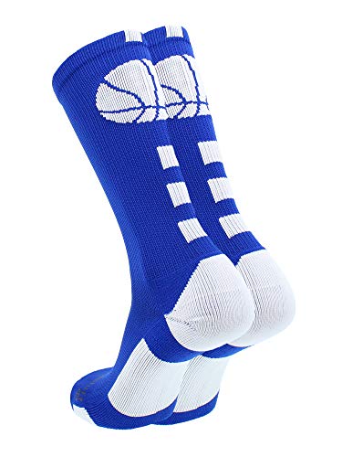 Madsportsstuff Basketball Logo Athletic Crew Socks, Small - Royal/White #TOP1