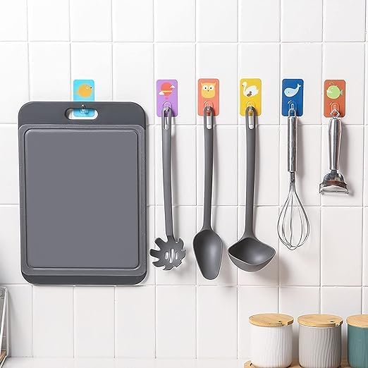 BELARO (Pack of-6 Strong Self Adhesive Hanger Wall Hooks Without Drill for Heavy Duty Items, Kitchen & Bathroom Accessories, Cloth, Spoon Hanging Suction Hook No Nails Sticker (Design-9) 2