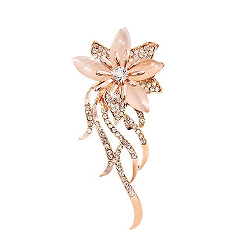 Polytree Womens Elegant Flower Floral Bridal Wedding Bouquet Brooches Imitation Cats Eye Brooch Pins