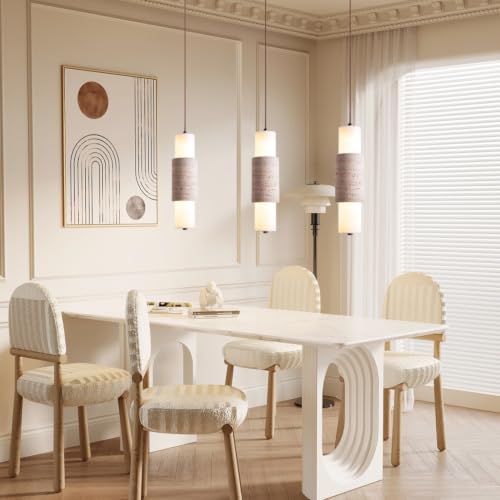 Lustre LED moderne en travertin jaune résolvant l'éclairage direct - 3